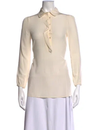 Pre-owned Agnona Silk Long Sleeve Blouse In Neutrals