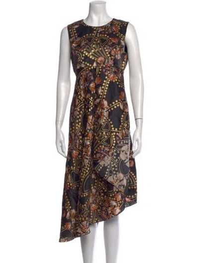 Pre-owned Agnona Silk Midi Length Dress In Black