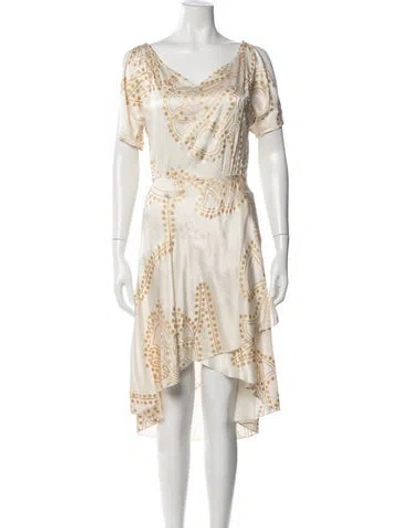 Pre-owned Agnona Silk Midi Length Dress In Neutral