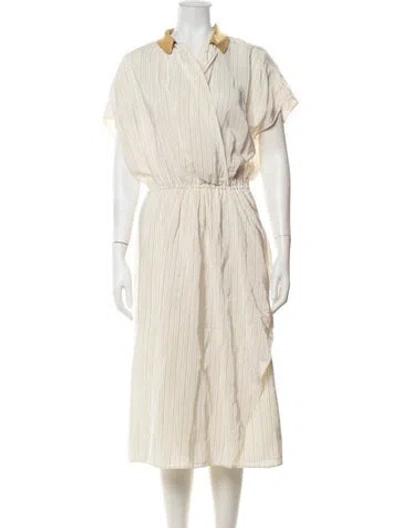 Pre-owned Agnona Silk Midi Length Dress In Neutrals