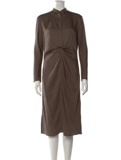 Pre-owned Agnona Silk Midi Length Dress W/ Tags In Neutral