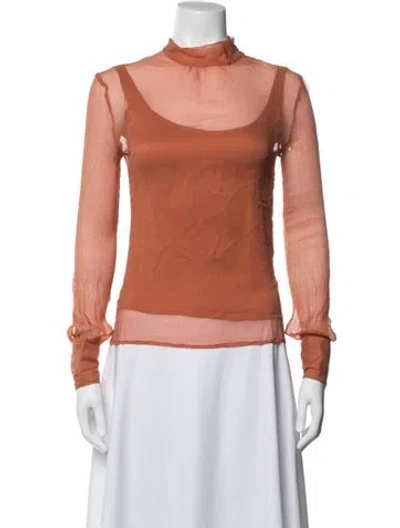 Pre-owned Agnona Silk Mock Neck Top In Orange