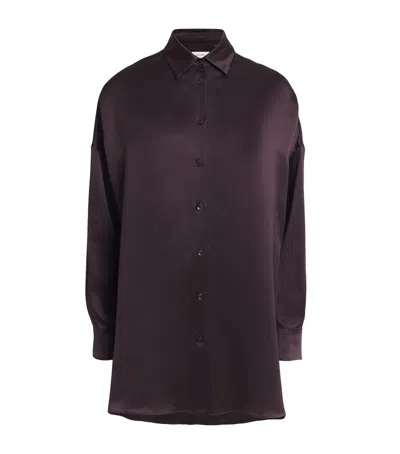 Agnona Silk Oversized Shirt In Purple
