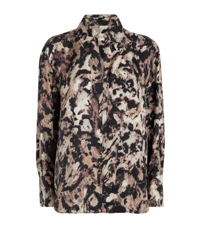 Agnona Silk Printed Shirt In Black