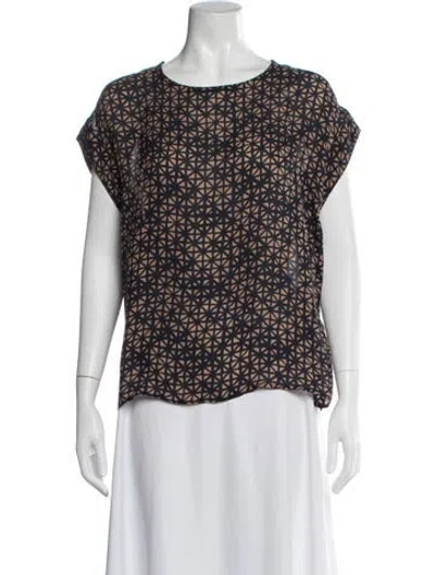 Pre-owned Agnona Silk Printed Top In Blue