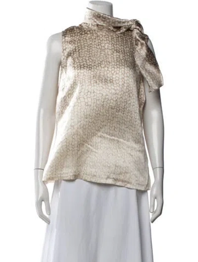 Pre-owned Agnona Silk Printed Top In Neutrals