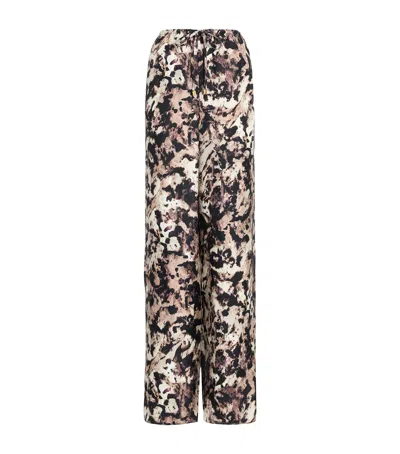 Agnona Silk Printed Wide-leg Trousers