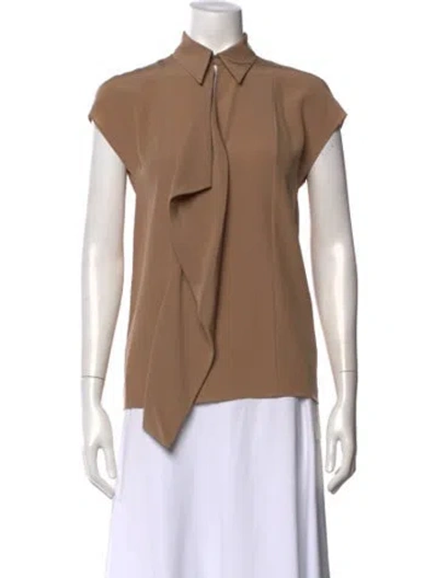 Pre-owned Agnona Silk Short Sleeve Blouse In Neutral