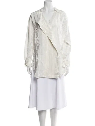 Pre-owned Agnona Silk Striped Blouse W/ Tags