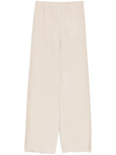 Agnona Silk Trousers In Neutrals