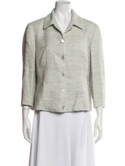 Pre-owned Agnona Silk Tweed Pattern Jacket In Green