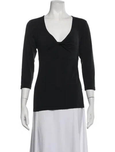 Pre-owned Agnona Silk V-neck Top In Blue