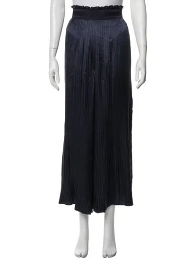 Pre-owned Agnona Silk Wide Leg Pants In Blue