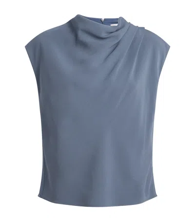 Agnona Sleeveless Draped Blouse In Blue