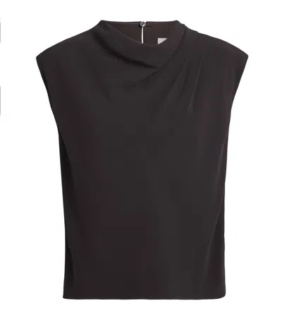 Agnona Sleeveless Draped Blouse In Brown