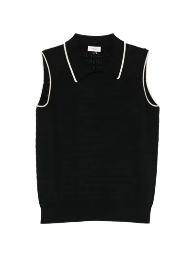 Agnona Sleveeless Perforated Vest In Black