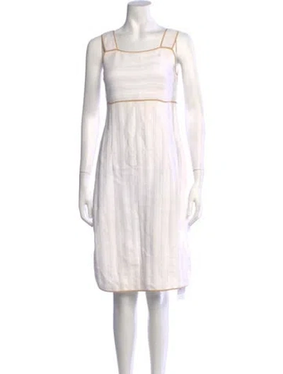 Pre-owned Agnona Square Neckline Knee-length Dress In Neutrals