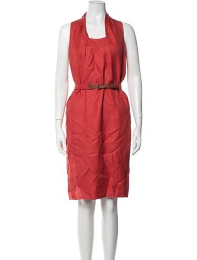 Pre-owned Agnona Square Neckline Knee-length Dress In Pink