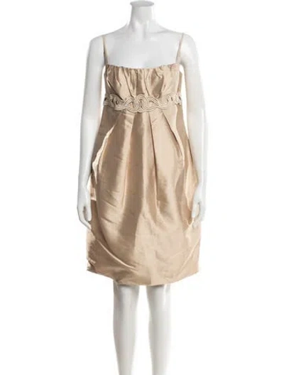 Pre-owned Agnona Square Neckline Mini Dress In Neutrals