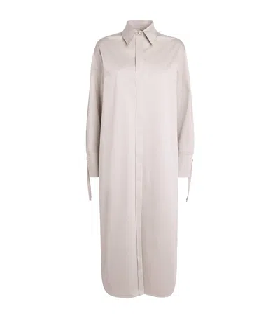Agnona Stretch-cotton Midi Shirt Dress In Neutral
