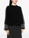 Agnona Stripe-detail Crew-neck Sweater In Black
