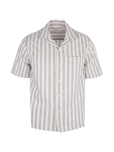 Agnona Striped Jersey Shirt In Gray