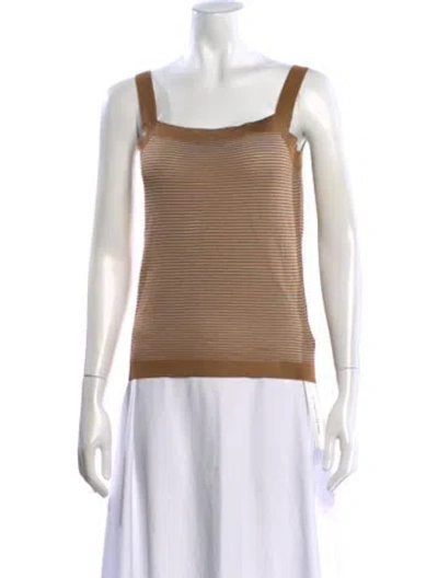 Pre-owned Agnona Striped Square Neckline Top In Neutral