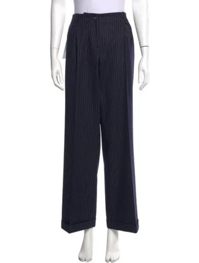 Pre-owned Agnona Striped Straight Leg Pants In Blue