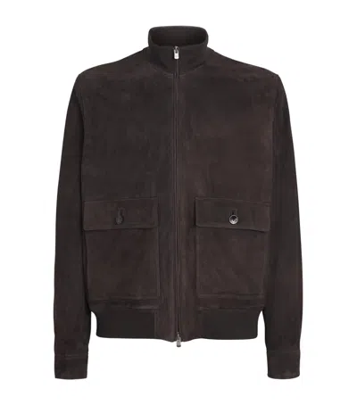 Agnona Suede Jacket In Brown