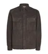 Agnona Suede Overshirt In Gray
