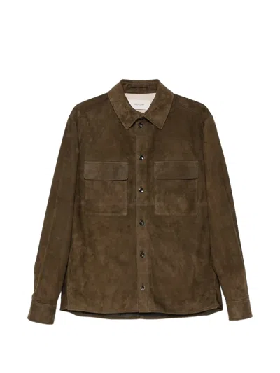 Agnona Suede Panelled Jacket In Brown
