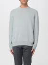 Agnona Man Sweater Light Grey Size Xxl Cotton, Silk, Metal In Blue