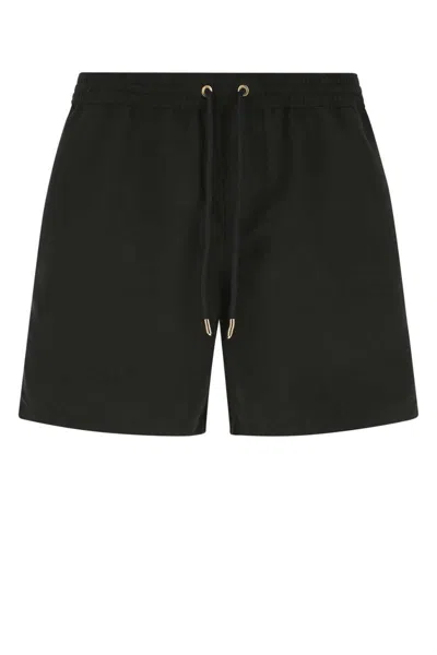 Agnona Navy Blue Polyester Swimming Shorts In Black