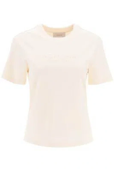 Pre-owned Agnona T-shirt With Embroidered Logo In Sand (beige)