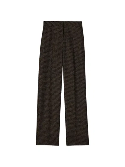 Agnona Textured Wide-leg Trousers In Brown