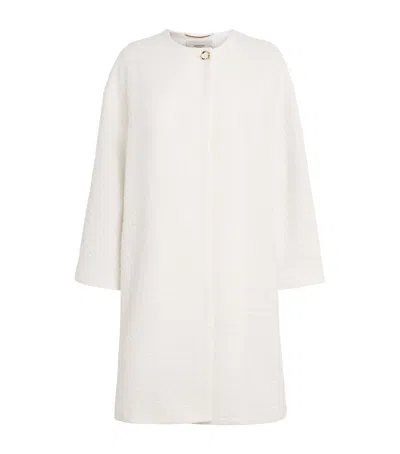 Agnona Tweed Overcoat In White