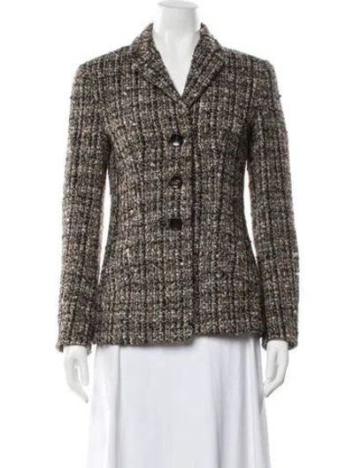 Pre-owned Agnona Tweed Pattern Blazer In Brown
