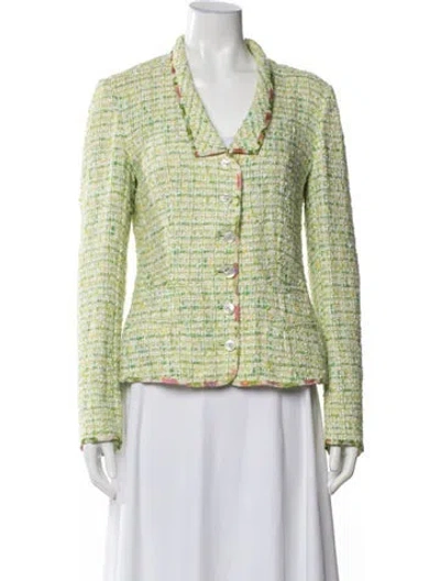 Pre-owned Agnona Tweed Pattern Blazer In Green