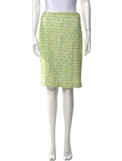 Pre-owned Agnona Tweed Pattern Knee-length Skirt In Green