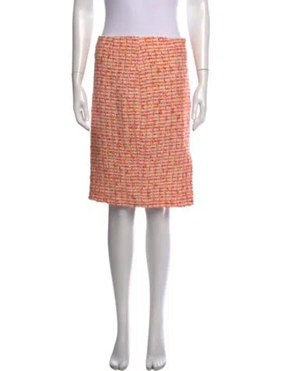 Pre-owned Agnona Tweed Pattern Knee-length Skirt In Orange