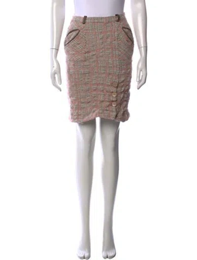 Pre-owned Agnona Tweed Pattern Mini Skirt In Pink
