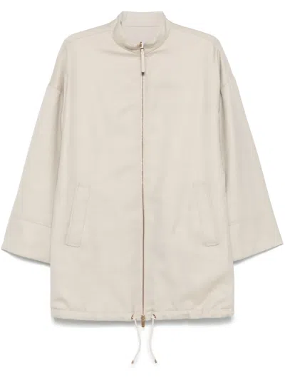 Agnona Twill Coat In Neutrals