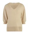 Agnona Cashmere And Linen Sweater In Nude