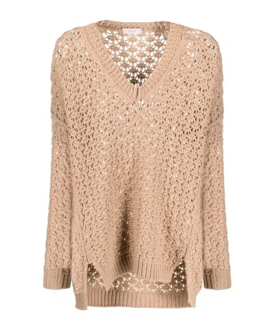 AGNONA V-NECK WOVEN JUMPER