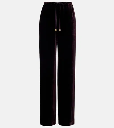 Agnona Velvet Wide-leg Pants In Brown