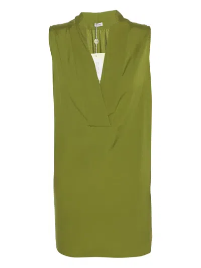 Pre-owned Agnona Vintage Crepe Sleeveless Top In Green