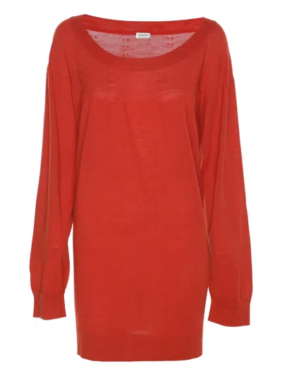 Pre-owned Agnona Vintage Boat-neck Long-sleeve Sweater In Red