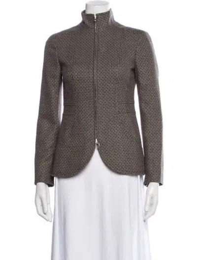 Pre-owned Agnona Virgin Wool Plaid Print Evening Jacket In Neutrals