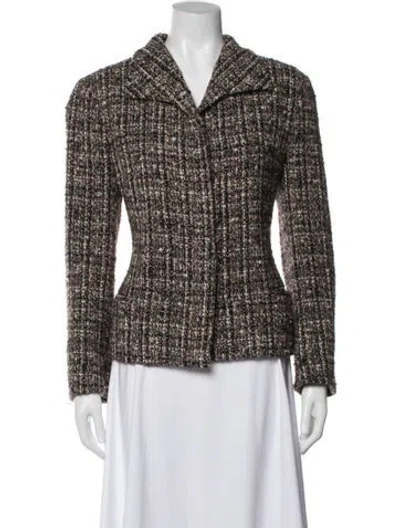 Pre-owned Agnona Virgin Wool Tweed Pattern Blazer In Brown