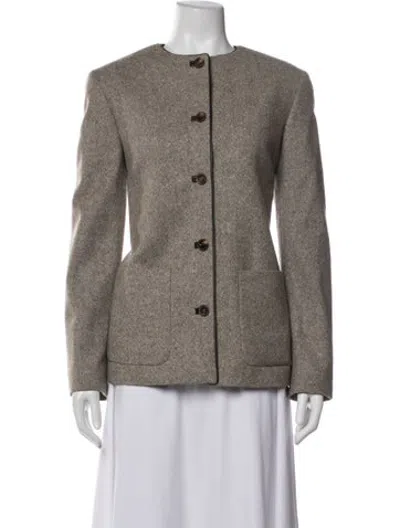 Pre-owned Agnona Virgin Wool Tweed Pattern Blazer In Neutrals
